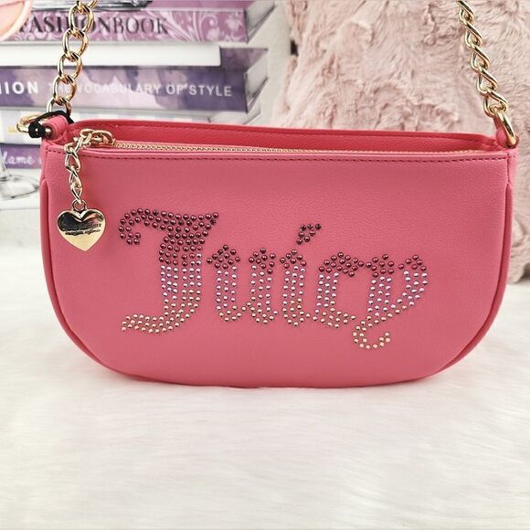 TikTok {Juicy Couture} Pink Rhinestone Shoulder Bag Purse - Picture 2 of 7